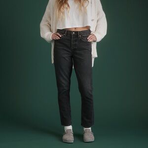 AE77 premium straight crop jeans